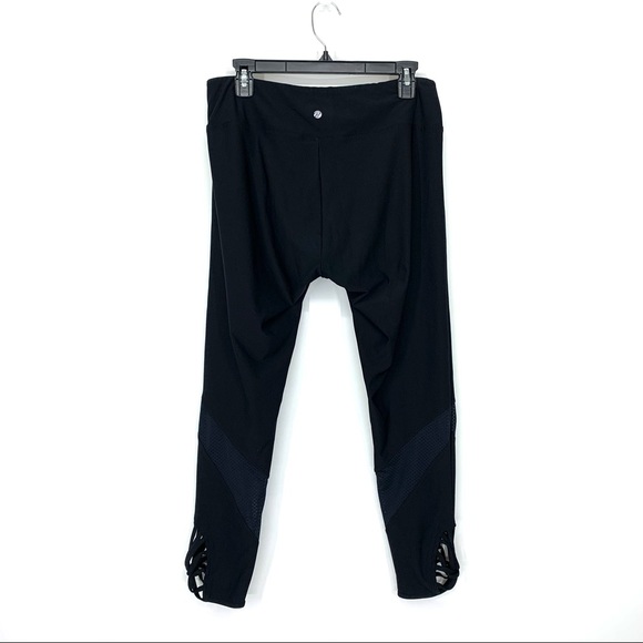 Bally Total Fitness Mesh Caged Calf Black Leggings Athletic Athleisure Size XL - Picture 2 of 15